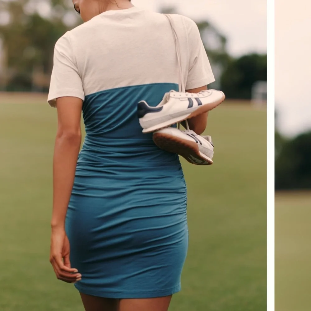 Daily Practice by Anthropologie Colorblock Side-Runched Mini Dress Size Large - Picture 4 of 7